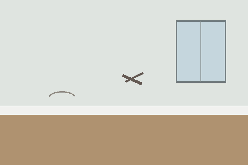 Synthetic move-out view with an added wall mark